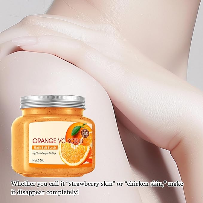 Fresh Orange Body Exfoliator, Deep Cleaning Exfoliating Body Scrub, Moisturizing Nourishing Salt Rose Body Scrub, 350 g