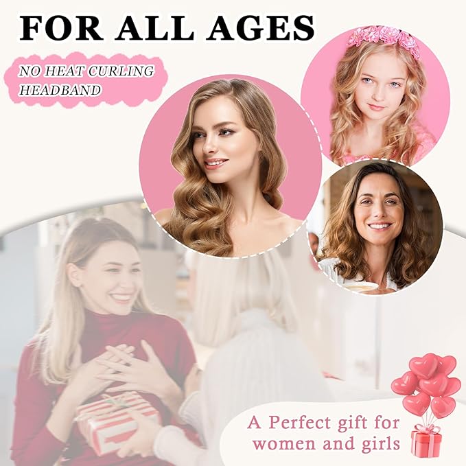 Heatless Curls Overnight Hair Curler, 70" Soft Hair Curlers to Sleep In No Heat Curls Overnight, 9 PCS No Heat Curlers Set for Women - Champagne