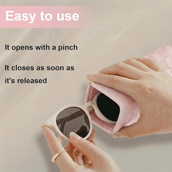 4Pcs Small Makeup Bag for Purse, Mini Checkered Leather Purse Pouches for Purse Small Makeup Pouch Small Coin Purse Organizer Pouches, Portable No Zipper Pocket Cosmetic Bag for Women (Pink, Purple)