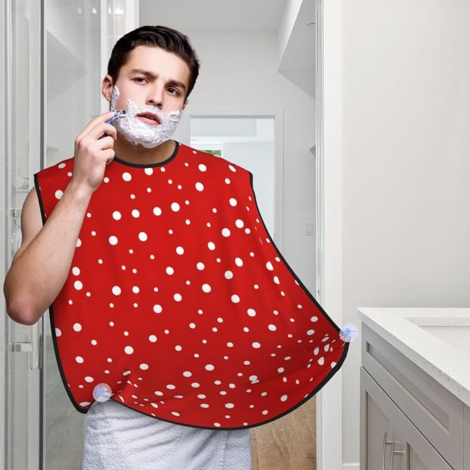 Red Stripe Firefighter Usa Flag Print Beard Bib Shaving Apron, Beard Hair Trimming Cape Gift For Dad