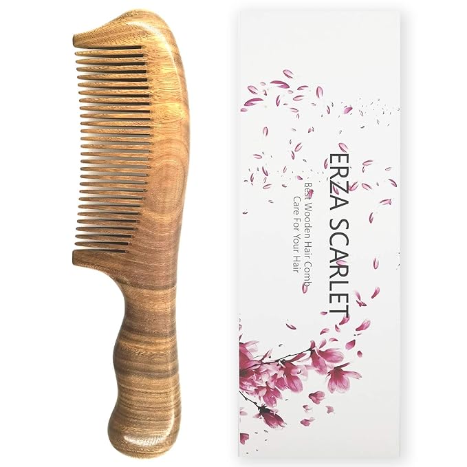 Wood Hair Comb Fine Tooth Comb Anti-static Hair Comb for Thick Hair