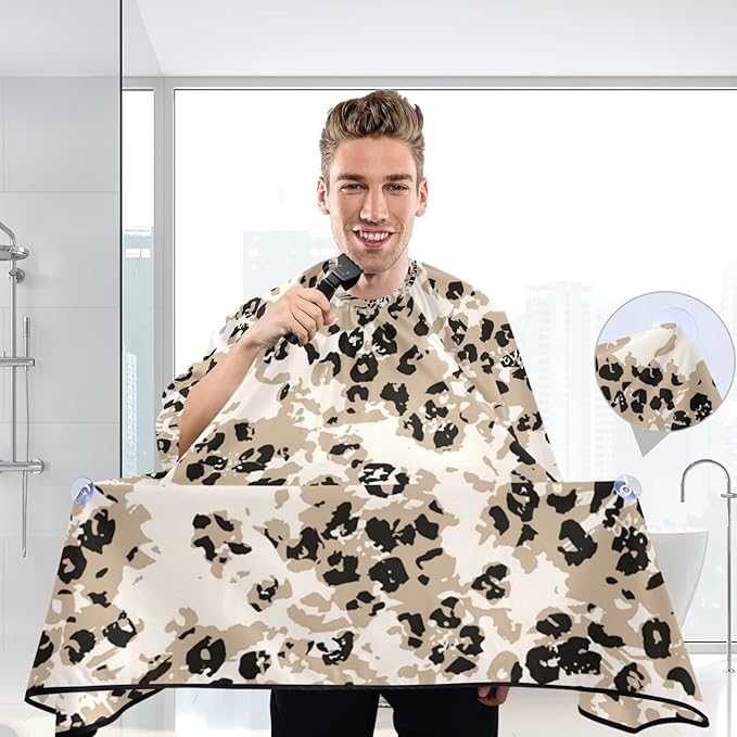 ALAZA Abstrac Leopard Spot Barber Cape for Men Women, Waterproof Haircut Apron Beard Shaving Bib Hair Cutting Cloth 55 x 65 Inch