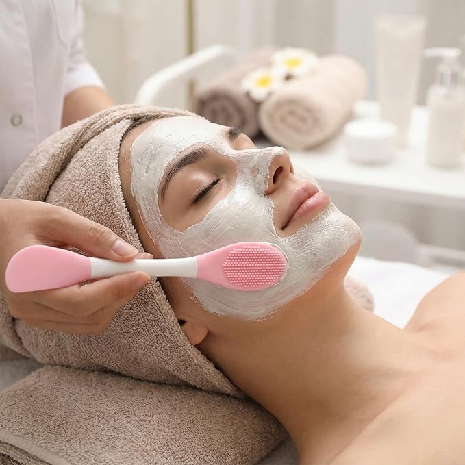 4 PCS Facial Cleansing Brush,2 in Silicone Face Scrubber Pore Brushs Face Scrub Brush for Exfoliating Massaging Remove Blackheads Applicator for Mud Makeup Skincare Removal Body Lotion DIY Mask Clay