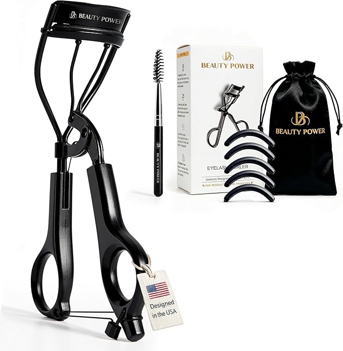 Eyelash Curler - Precision Lash Lift in Seconds with 5 Replacement Pads, Eyebrow Brush & Satin Travel Bag - Gentle & Safe, Stainless Steel for Perfect Extra Curls - Gift Idea (Extra Curl)