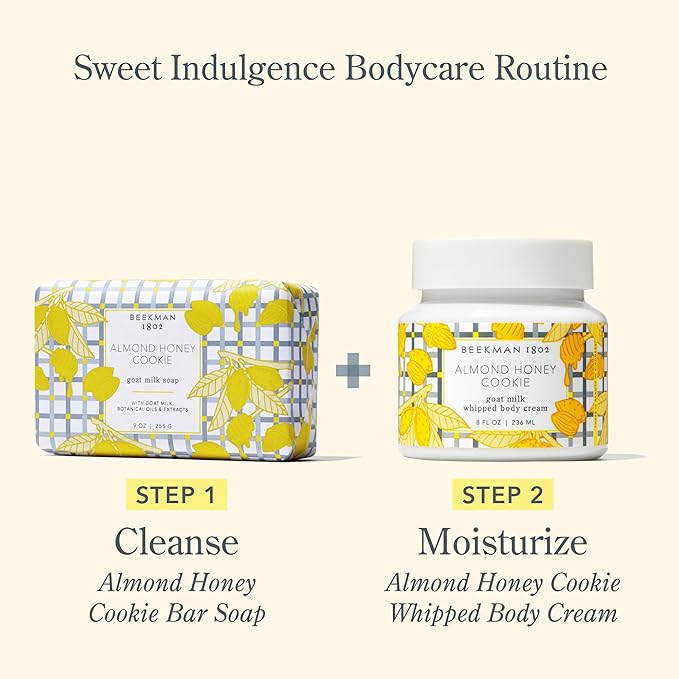 Beekman 1802 Whipped Body Cream – Rich Body Butter & Moisturizing Body Cream, Goat Milk Lotion, Shea Butter & Vitamin E, Hydrating Body Moisturizer for Dry Skin - Almond Honey Cookie 8 oz