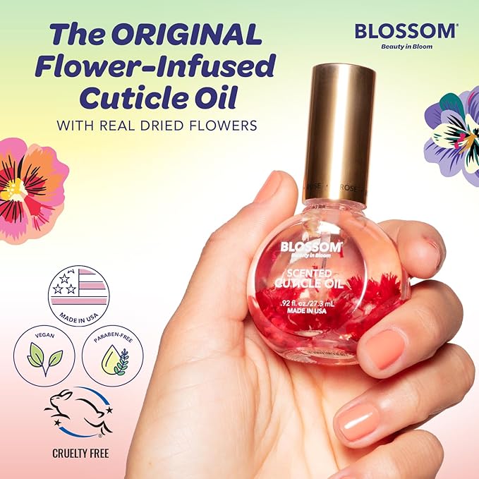 Blossom Cuticle Oil for Nails, Hydrating, Moisturizing, Scented Nail Oil Cuticle Care, Infused with Real Flowers, Made in USA, 0.5 fl. oz, Honeysuckle