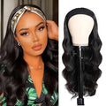 XSY Headband Wig Human Hair Body Wave 18 Inch Brazilian Virgin Hair Glueless Wear Go Wig None Lace Front Wigs for Black Women 150% Density Natural Black Color