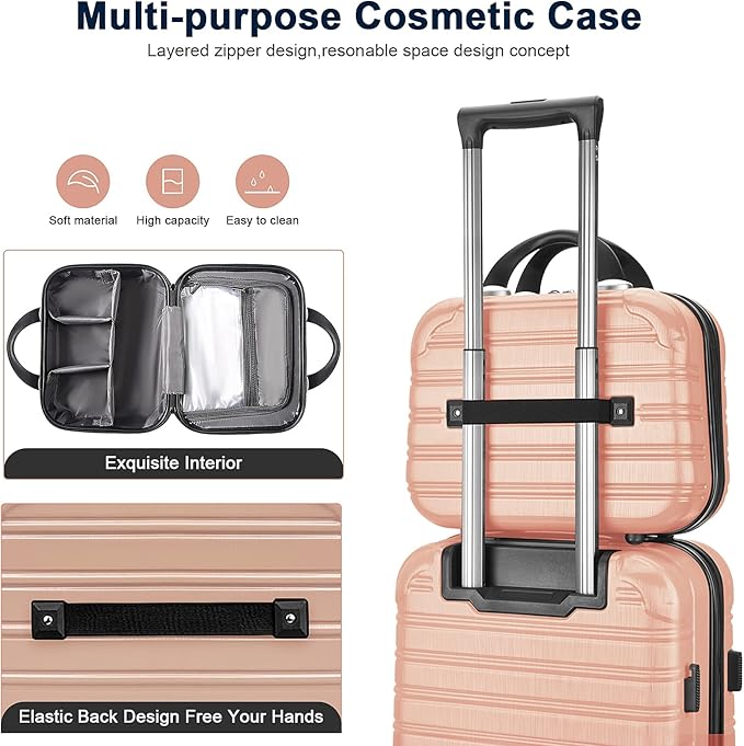 14 inch Hard Shell Makeup Train Case Portable PC ABS Mini Suitcase for Organizer Cosmetics Makeup Brushes Toiletry