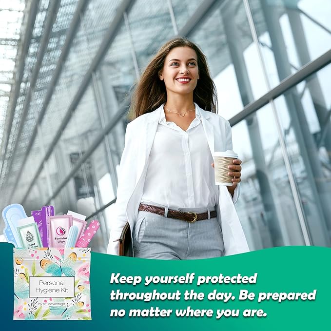 Menstrual Kit All-in-One 10 Pack | Convenience on The Go | Period Kit Pack for Travelling, Tweens & Teenager | Individually Wrapped Feminine Hygiene Product (Butterflies)