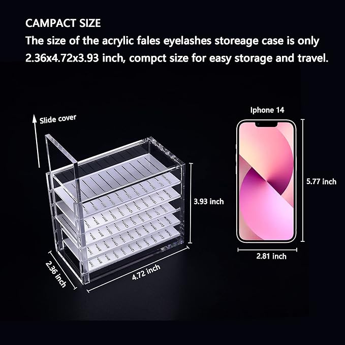 Lash Organizers and Storage, Small 5-Layer Lash Trays for Lash Extensions,Transparent lash tray Organizer, Eyelash Storage Box.
