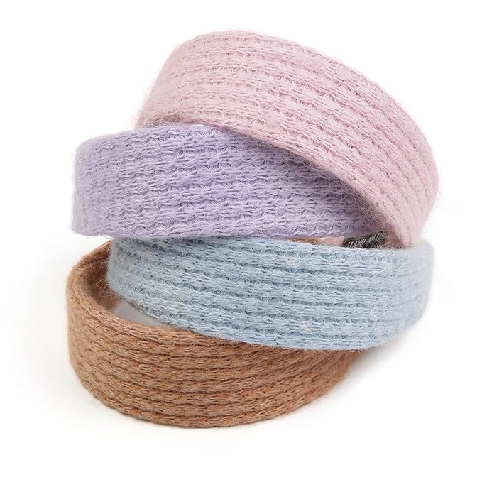 Huachi Knitted Headbands for Women Non Slip Trendy Headbands for Women’s Hair 1 inch Wide Cute Headband for Girls, Spring Head Bands Fashion Hair Accessories 4PCS