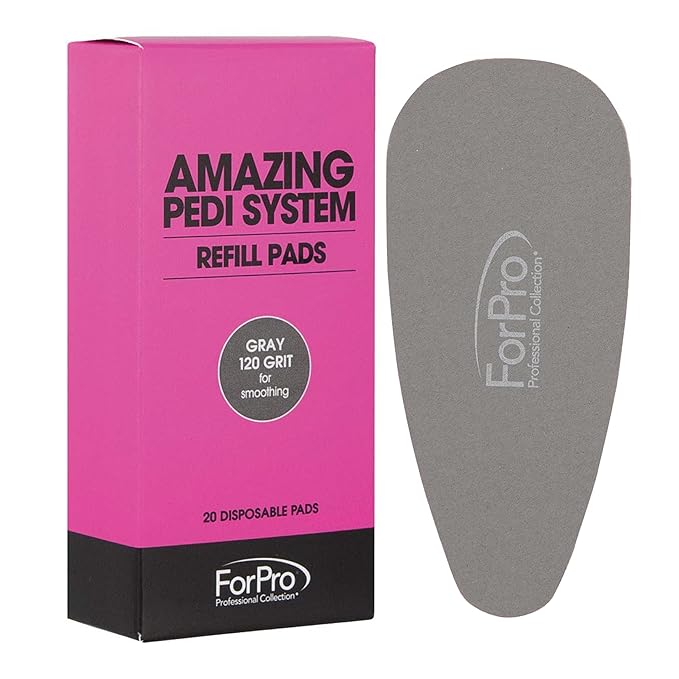 ForPro Professional Collection Amazing Pedi System Refill Strips, Grey, 120 Grit, Pedicure File Refills, 5” L x 2.5” W, 20-Count
