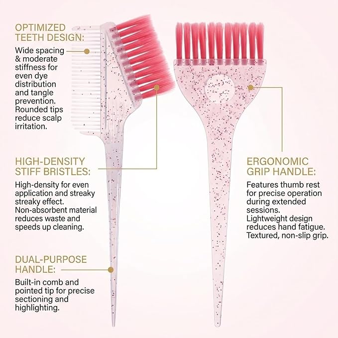18 PCS Hair Highlighting Kit with Hair Dye Brush and Color Whisk Highlight Frosting Cap with Hook Professional Tint Comb Disposable Gloves Capes Home Use Salon Tools for Tint Dying Coloring