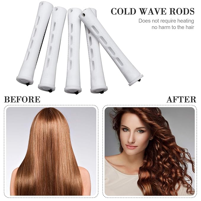 WILLBOND Hair Styling Kit: 48 Hair Perm Rods Plastic Cold Wave Rods, 2 Steel Pintail Combs, 350 Perm Papers, 6 Duck Bill Clips for Hairdressing Styling(White)