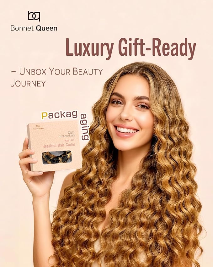 BONNET QUEEN Heatless Hair Curler Set (3Pcs), Heatless Curls Overnight with Satin Hair Rollers, All-in-One Curling Rod for Hair Curlers to Sleep In, Leopard(For Tight Curls)