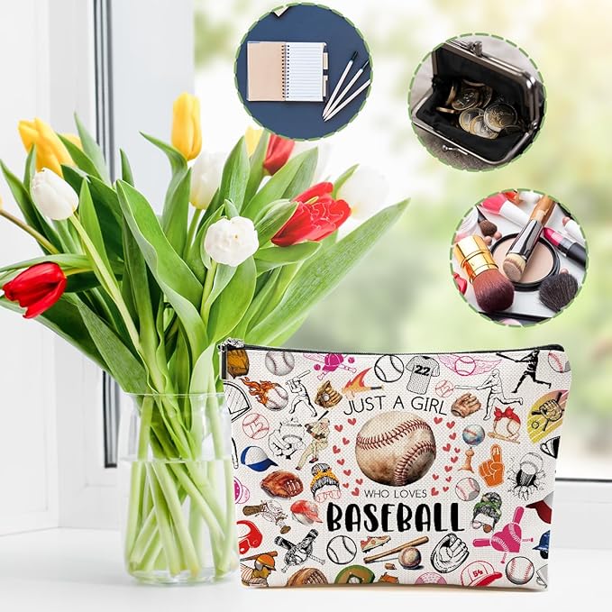 4pcs Baseball Gifts Makeup Bag, Baseballs Coaches Cosmetic Bag Christmas Birthday Gifts for Women Female Coaches Girls Sister BFF, Baseball Stuff Sports Lover Gift Travel Toiletry Bags