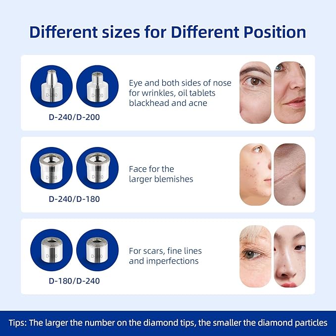 Diamond Dermabrasion Head, Microdermabrasion Accessories 6 Tips, Facial Replacements Dermabrasion Head Replacements Professional Microdermabrasion Tool