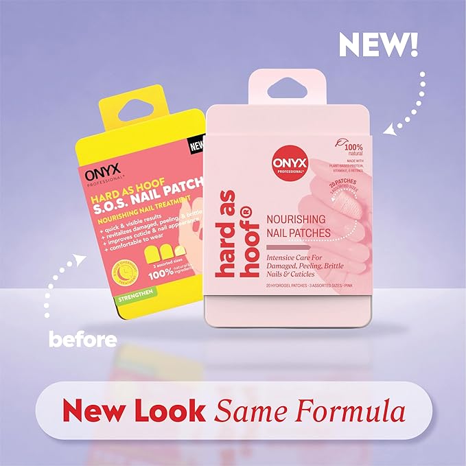 Onyx Professional Hard as Hoof S.O.S Nail Patches - Nail and Cuticle Strengthening Treatment Repair Patches, Nail Growth, Repair, 20 Count