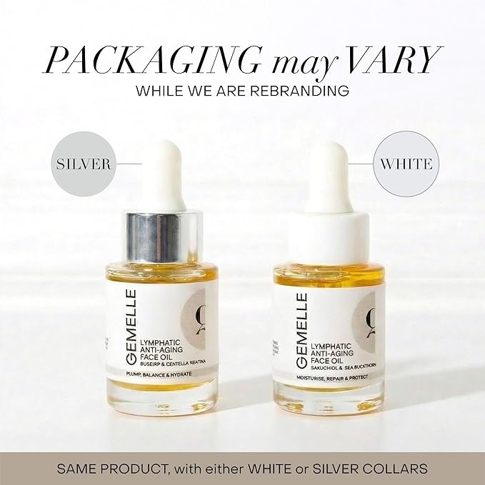 GEMELLE Lymphatic Anti-Aging Face Oil | 10x Award winner | Vitamin C,E & A | Moisturize, Repair & Protect | Bakuchiol, Sea Buckthorn & More! | Organic, Natural, Clean Beauty | Starter, Travel 15ml