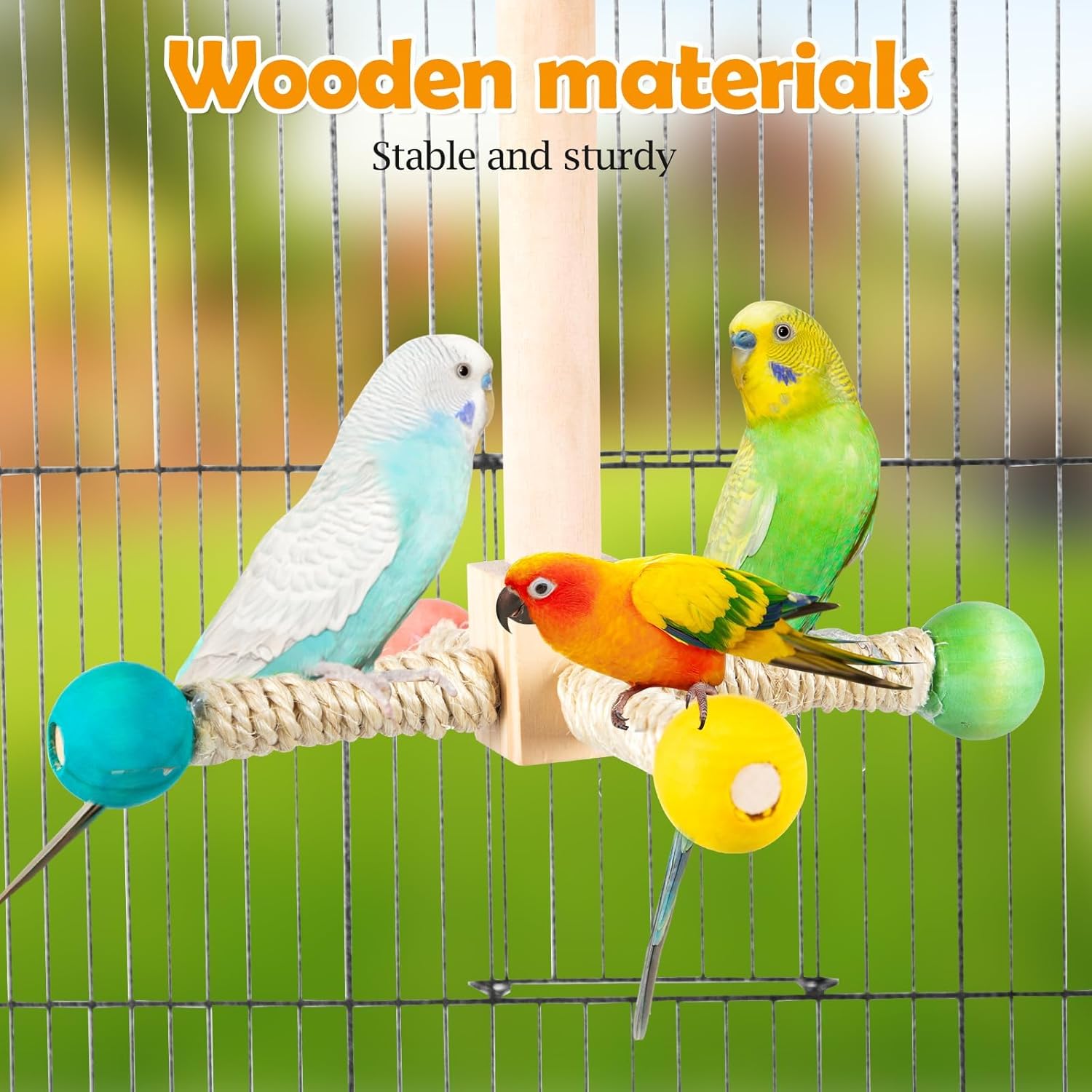 Rotating Bird Perches Toy, Interactive Spinning Parrot Parakeet Toys, Wooden Exercise Stand Bird Cage Accessories for Budgies,Cockatiels,Small Birds