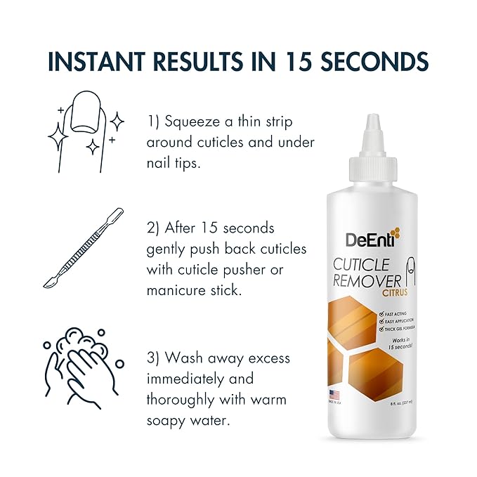 Cuticles Maintenance Pack, Bundle Includes Citrus Scented Cuticle Remover, Cuticle Oil for Nails, and Metal Pusher Tool, Salon Grade Nail Care, Home Manicure and Pedicure Kit