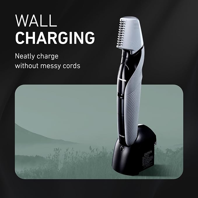 Panasonic Electric Body Groomer and Trimmer for Men, Cordless Washable Wet Dry Groomer with 3 Comb Attachments, Black ER-GK60-S