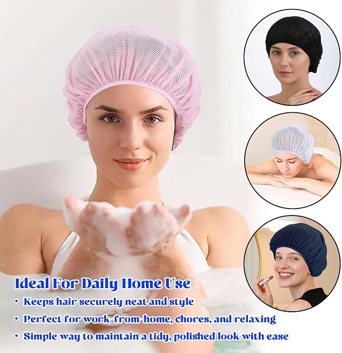 4pcs Mesh Hair Net for Sleeping, Net Plopping Cap for Drying Curly Hair, Curly Hair Drying Cap for Women Sleeping Dry Hairs, Kitchen Home Use (Black, Navy, Dark Blue, Gray)