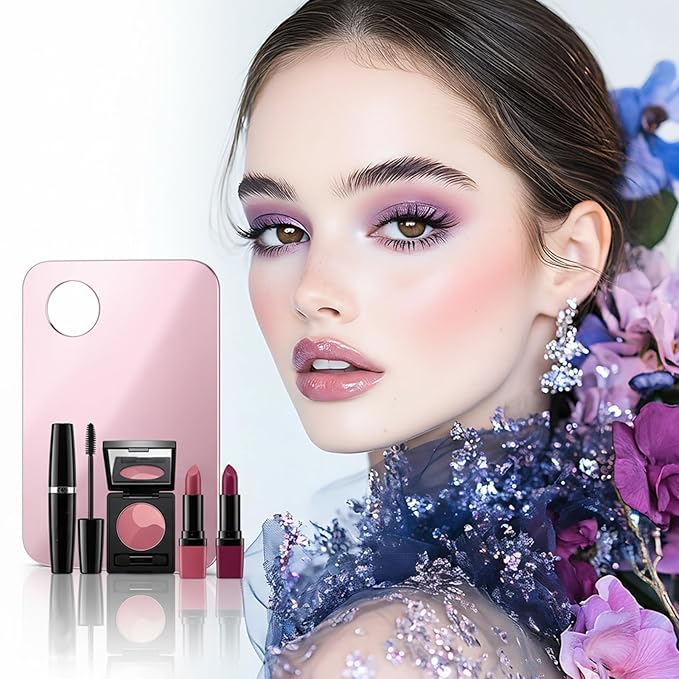 4 Pcs Makeup Mixing Tray Palette Tray Acrylic Cosmetic Makeup Palette with Makeups Spatula for Eye Shadow Lipsticks Nail Liquid Foundation Beauty Salon