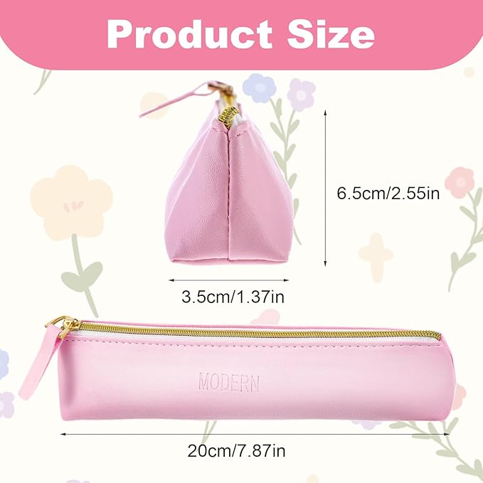 2pcs Small Leather Pouch Mini Cosmetic Bag for Purse Small Make Up Bag with Zipper Portable Cosmetic Organizer for Women and Girls