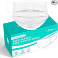 [Upgraded 2023] Disposable Face Masks White 50pcs, 3 Layer White Masks for Men Women Adult-Large