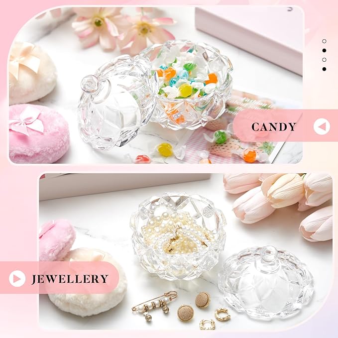 Tioncy 3 Pcs Large Body Powder Puff and Container Valentine's Day gift Powder Container with Puff Crystal Case Soft Washable Reusable Velour Face Body Glitter Wet Dry Makeup(Cute,Clear)