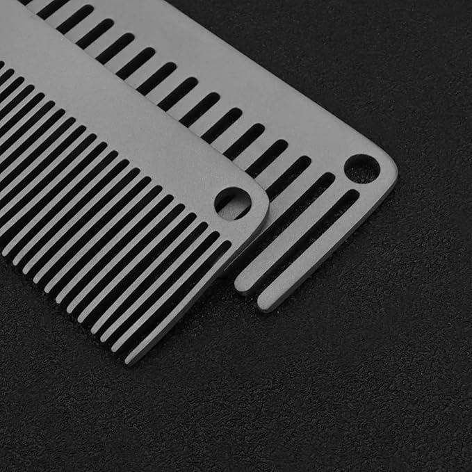 Pure Titanium Hair Comb for Men and Women - Wide Tooth Comb for Curls, Anti-Static Brush with Satin Finish, Compact Pocket Grooming Brush for Travel and Daily Carry