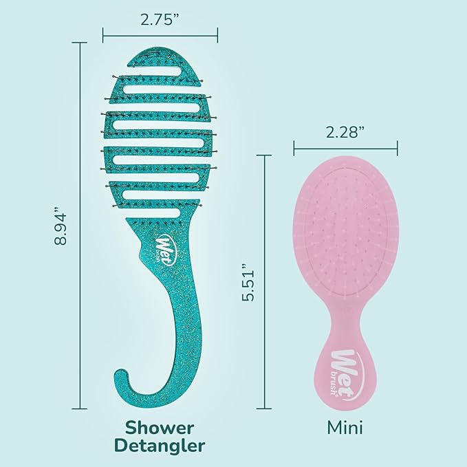 Wet Brush Shower Hair Brush Detangler - Exclusive Ultra-soft IntelliFlex Bristles - Minimizes Pain And Protects Against Split Ends & Breakage - Comb For Women, Men, Wet & Dry Hair - Green Glitter