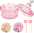 5PCS Body Powder Puff and Container, Coolrunner Crystal Clear Powder Container with Powder Spoon, Dusting Powder with Puff for Women, Washable Reusable (Pink)