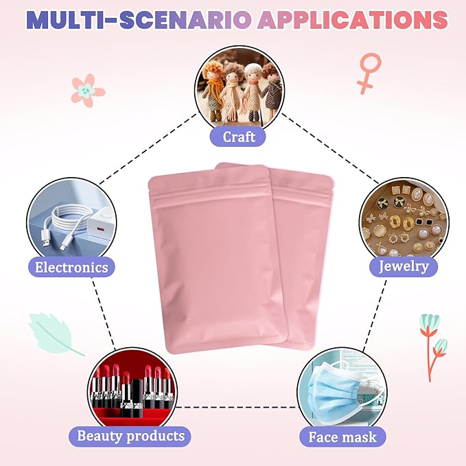 Disposable Sanitary Hygiene Disposal Bags for Bag Period Tampon Napkin Trash, 100pcs, Discreet Privacy Cover, Stylish Look, Self-Adhesive Seal,Portable for Purse, Bathroom, School, Travel(Pink)