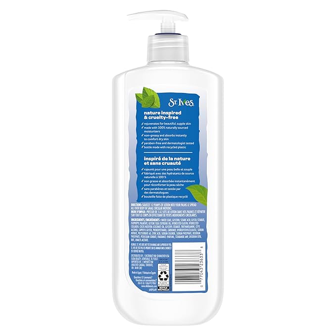 St. Ives Renewing Hand & Body Lotion for Women with Pump, Daily Moisturizer Collagen Elastin for Dry Skin, Made with 100% Natural Moisturizers, 21 fl oz, 4 Count (Pack of 2)