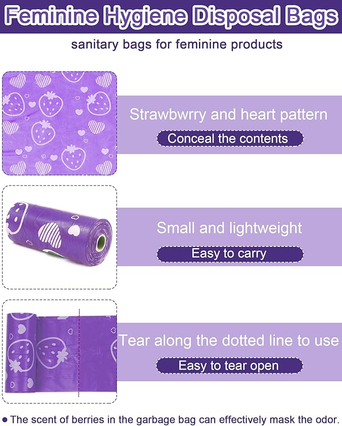 150 Pcs Sanitary Napkin Disposal Bags, ArtCute Mini Disposable Sanitary Bag Personal Care Tampons Disposal Trash Bag for Sanitary Women Privacy Handling Disposable Diaper Bags