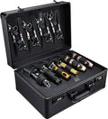Barber Accessories Case, Profesional Barbers Briefcase Tool Case, Barber Cases for Clippers and Supplies, Hair Scissors Clippers Trimmer Organizer, Barbers Suitcase with Code Lock Black