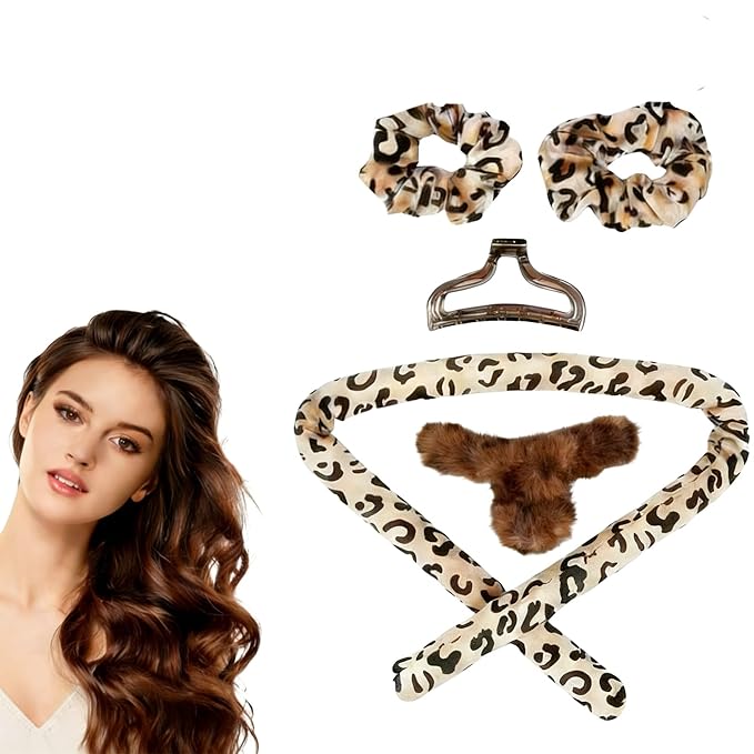 Heatless Curling Rod Set, No Heat Overnight Hair Curler with 2 Bangs Rollers, Velvet Curling Rod & Accessories, Gift Box for Long & Medium Hair