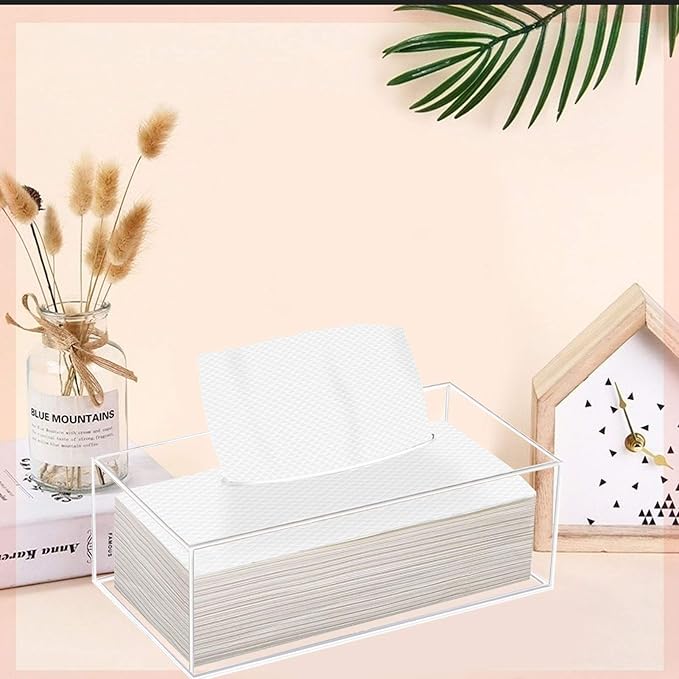 Clear Acrylic Tissue Box Holder, Rectangle Dispenser Tissue Box Cover for Bathroom, Bedroom Dresser, Countertop, Desk