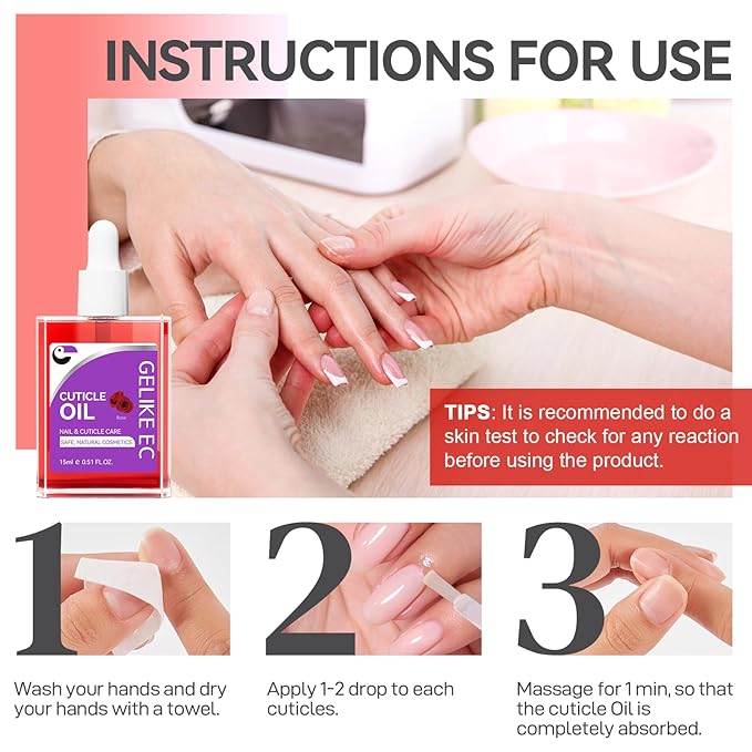 Nail Repair Oil for Damaged Treatment - Gelike EC Easy and Quick Absorb Salon Cuticle Care - Natural Rose Smells for Women and Men Dry Split Thin Nails