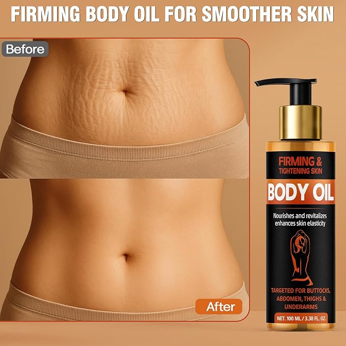 Body Firming Oil 3.38 FL OZ, After Shower Body Oils for Women, Skin Tightening and Hydrating Treatment for Arms, Legs, Stomach and Full Body, Deep Moisturizing Body Care That Plumps