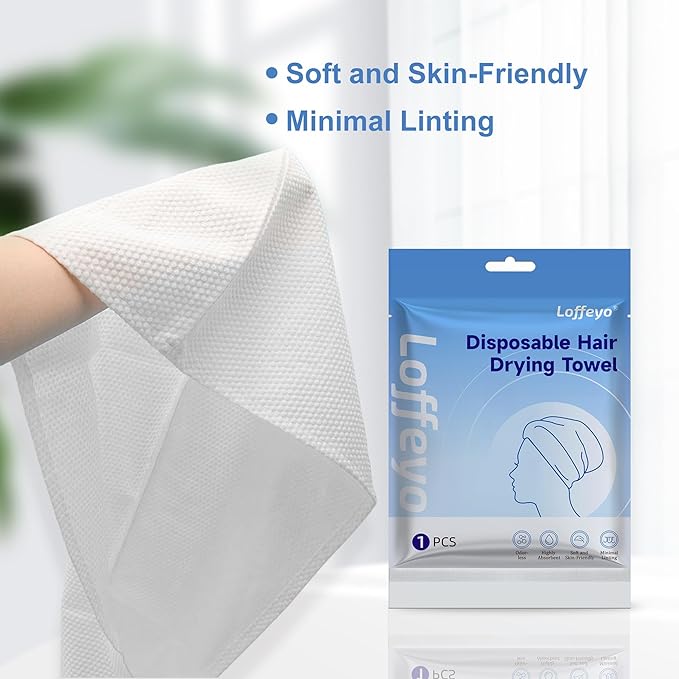 Hair Drying Cap, Ideal for Travel, No More Wet Caps in Luggage, Use Once & Discard, Short-Term Reusable, Absorbent Spunlace Non-Woven, Odorless Soft Skin-Friendly
