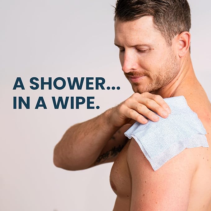 Super Fresh Shower Wipes Large Unscented Body Wipes for No Rinse Bathing Personal Hygiene Gym Travel or Camping Enriched with Aloe and Vitamin E 50 Individually Wrapped Disposable Sheets