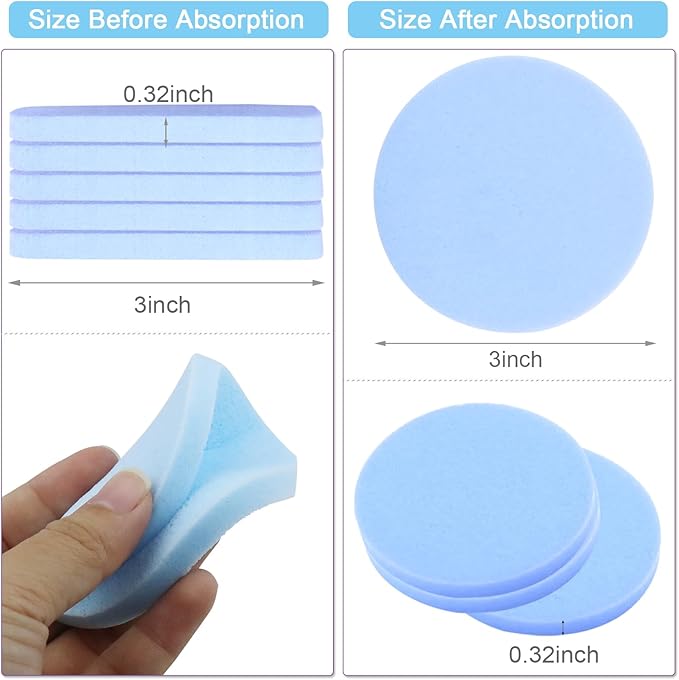 120 Count Compressed Facial Sponges, Face Cleansing Sponge for Estheticians Compress Exfoliating Spa Wash Round Makeup Removal Pads for Women(Blue)