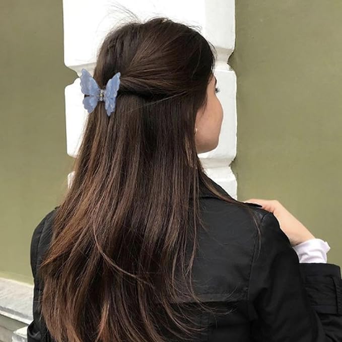 NAISIER Butterfly hair clips for women girl Butterfly claw clips Hair Accessories for Girls & Women.(White pink blue)