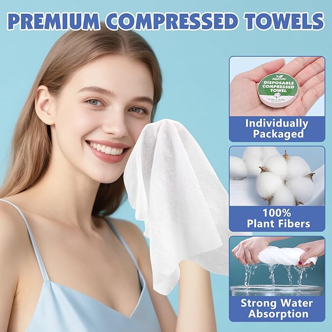 40 Pack Compressed Towel, 11.9in x 15.8in Large Magic Disposable Towel, Compressed Bath Towels, Large Size Coin Towels Portable Camping Towels for Hotel, Camping, Hiking, Outdoor Sports, Beauty Salon