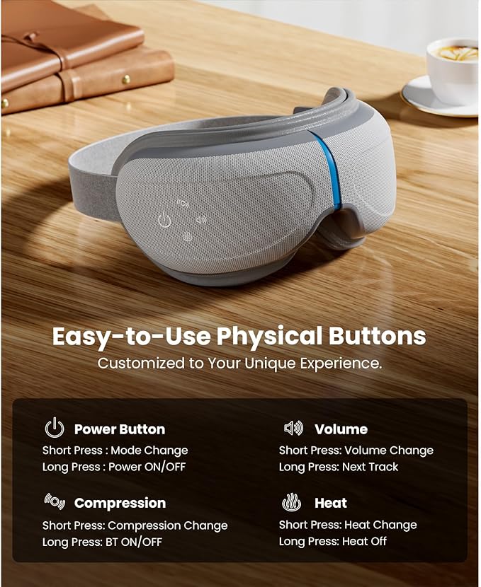 BOB AND BRAD Eye Massager with Heat and Cooling, EyeOasis 2 Eye Massager for Migraines FSA Eligible/HSA Eligible, Heated Face Massager for Dry Eye Migraine Relief, Warm Compress for Stress Relief
