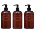 Bottiful Home-16 oz Shampoo, Conditioner, Wash Refillable Empty Plastic Pump Bottle Dispenser Set (Amber)