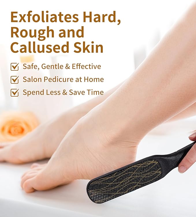 Nano Glass Foot File, Double-Sided Foot Callus Remover Feet Scrubber Hard & Dead Skin Hygienic Pedicure Tool in Shower Heel Scraper for Cracked Heels Smooth Feet Care Lima para Los pies (Black)